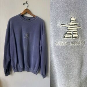Vintage Wawa Canada Periwinkle Blue Embroidered Sweatshirt 1990’s Canada Tourist